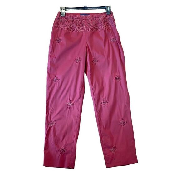 Piazza Sempione NWT red embroidered cropped pant size 6 - Picture 1 of 13